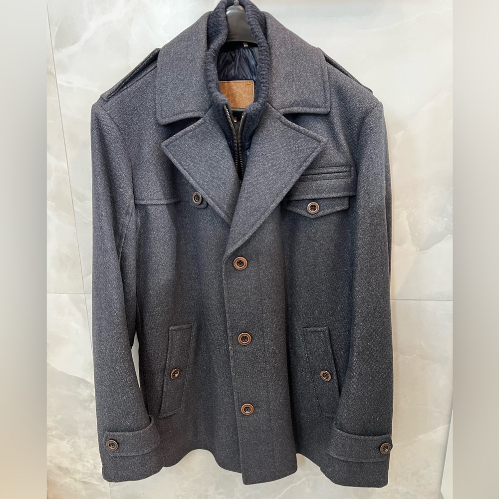 DOUBLE-BREASTED COAT IN WOOL WITH ZIP-UP INNER BY BOSS ORANGE